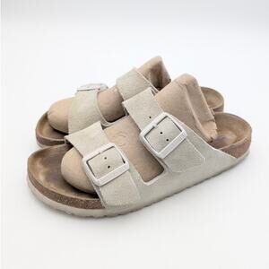 Birkenstock Arizona Soft Footbed Leather Sandal Unisex Oyster Sz USW8/M6 EU39